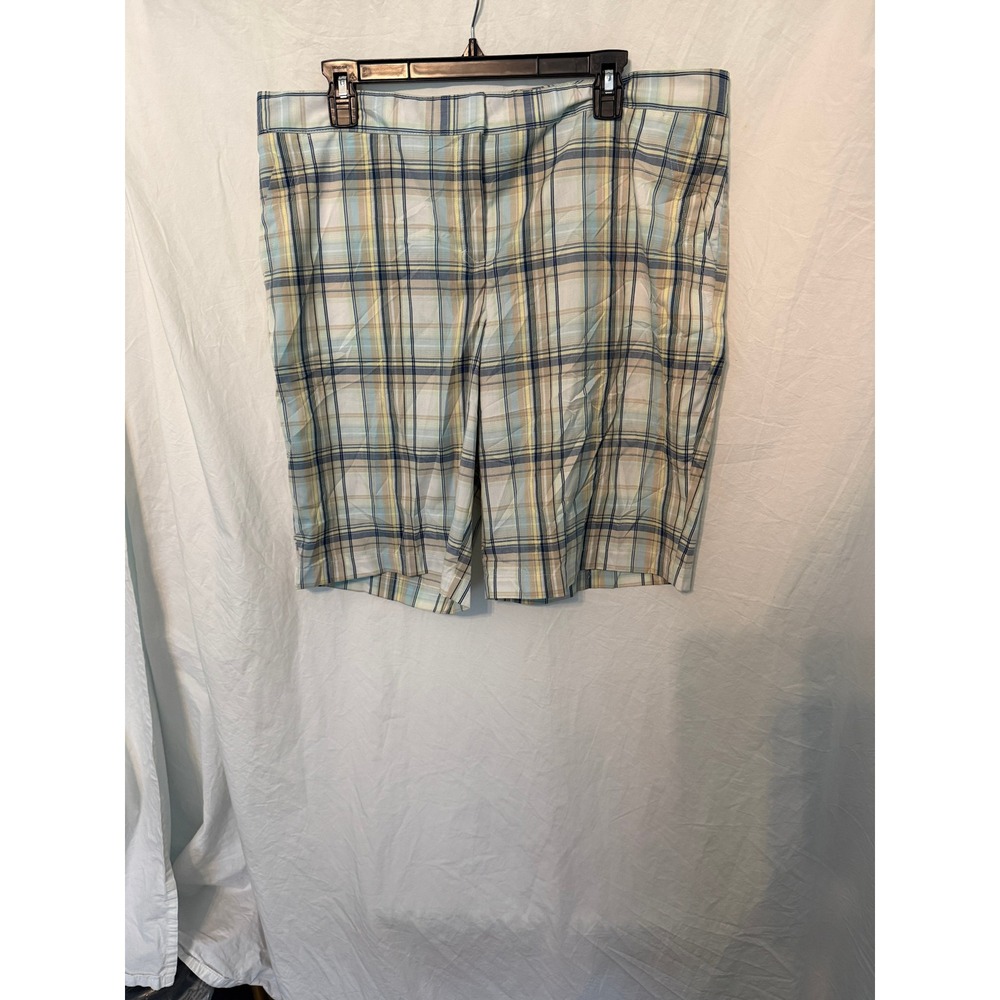 IZOD PerformX Womens‎ Golf Shorts Blue Yellow Plaid Size 16 Performance Active